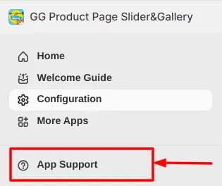 App Support button