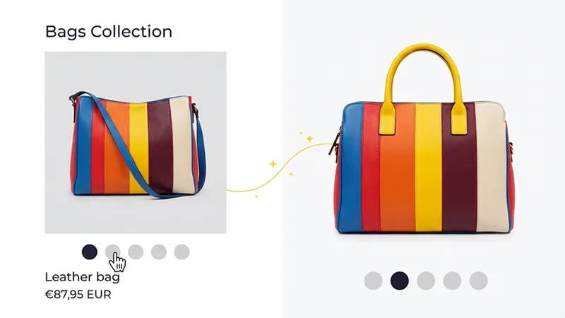 Product card with clickable dot indicators for direct slide navigation