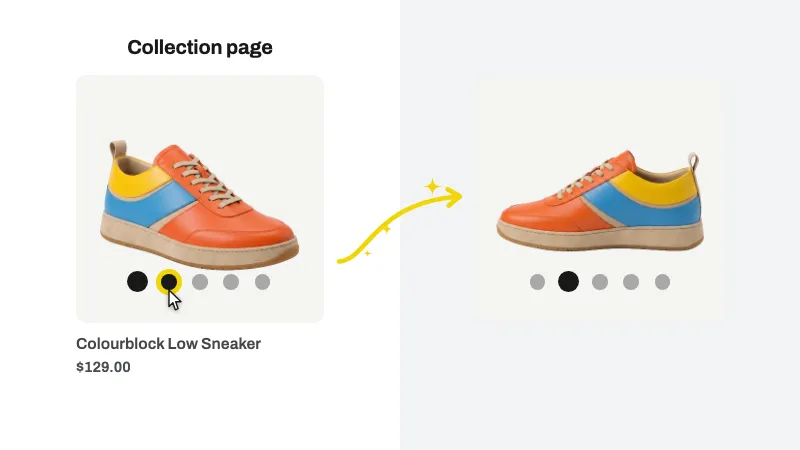 Product card with hover-activated dot indicators