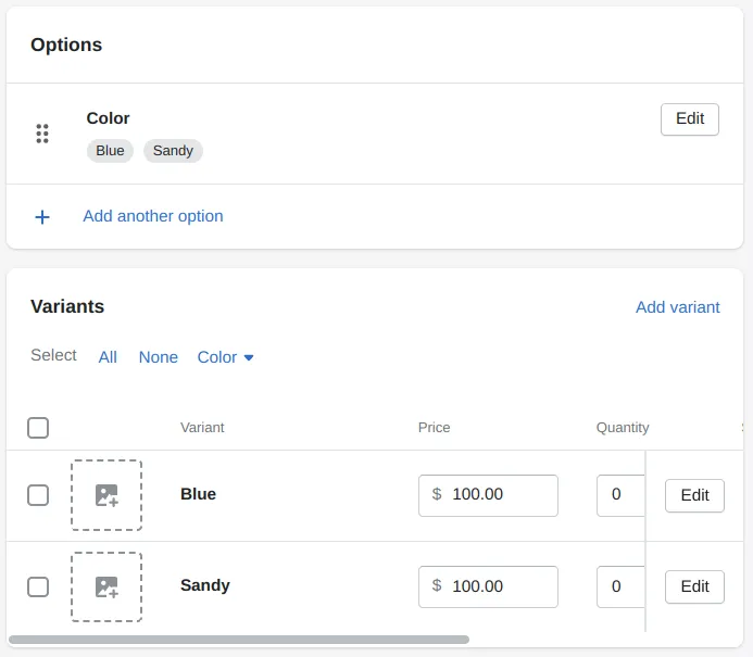Demo product variants
