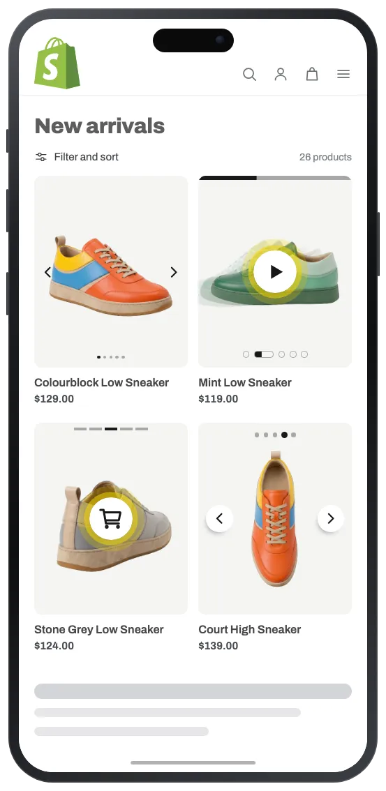 Hover Image Slider App showing product image navigation on a Shopify collection page