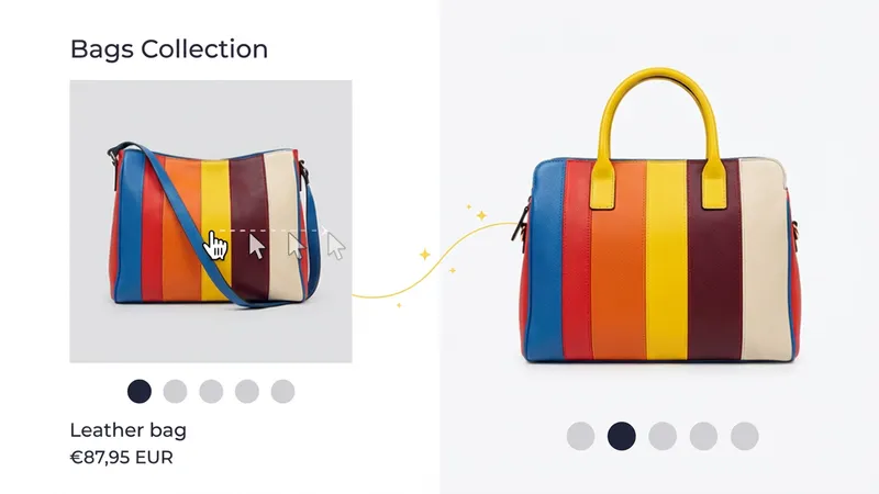 Product card with cursor moving across the image to advance slides