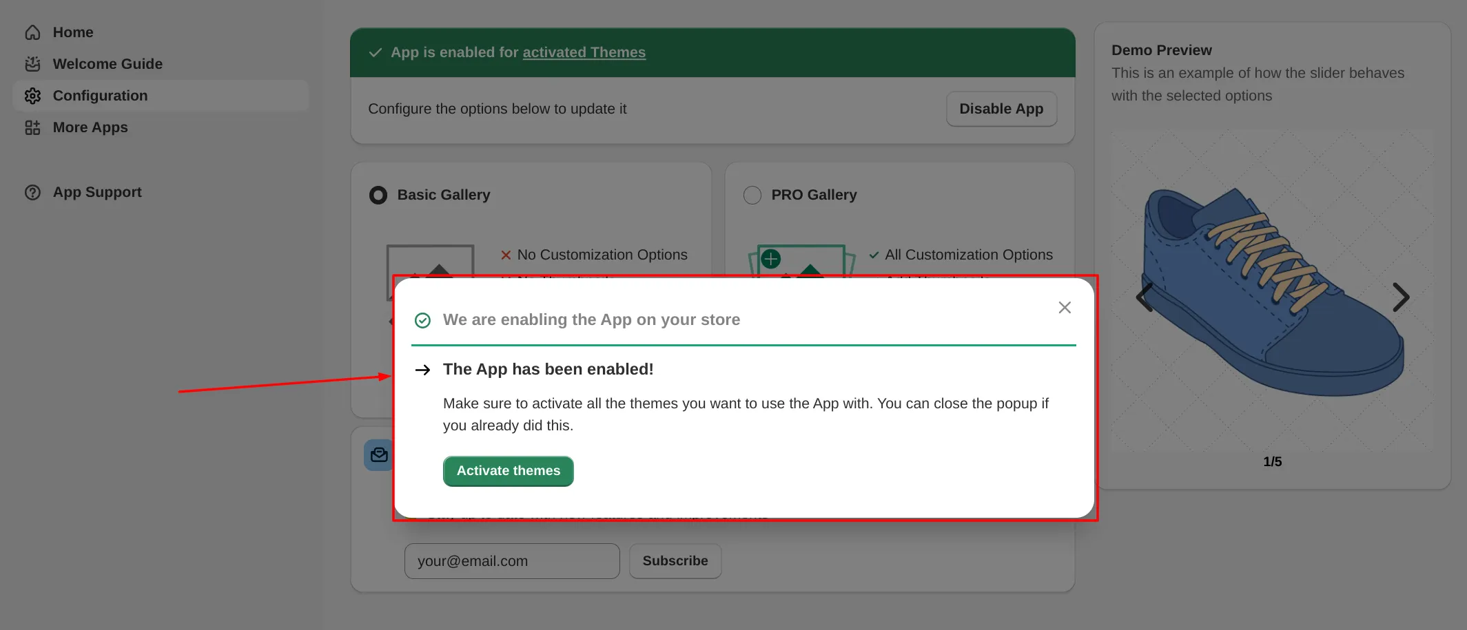 Follow the installation popup