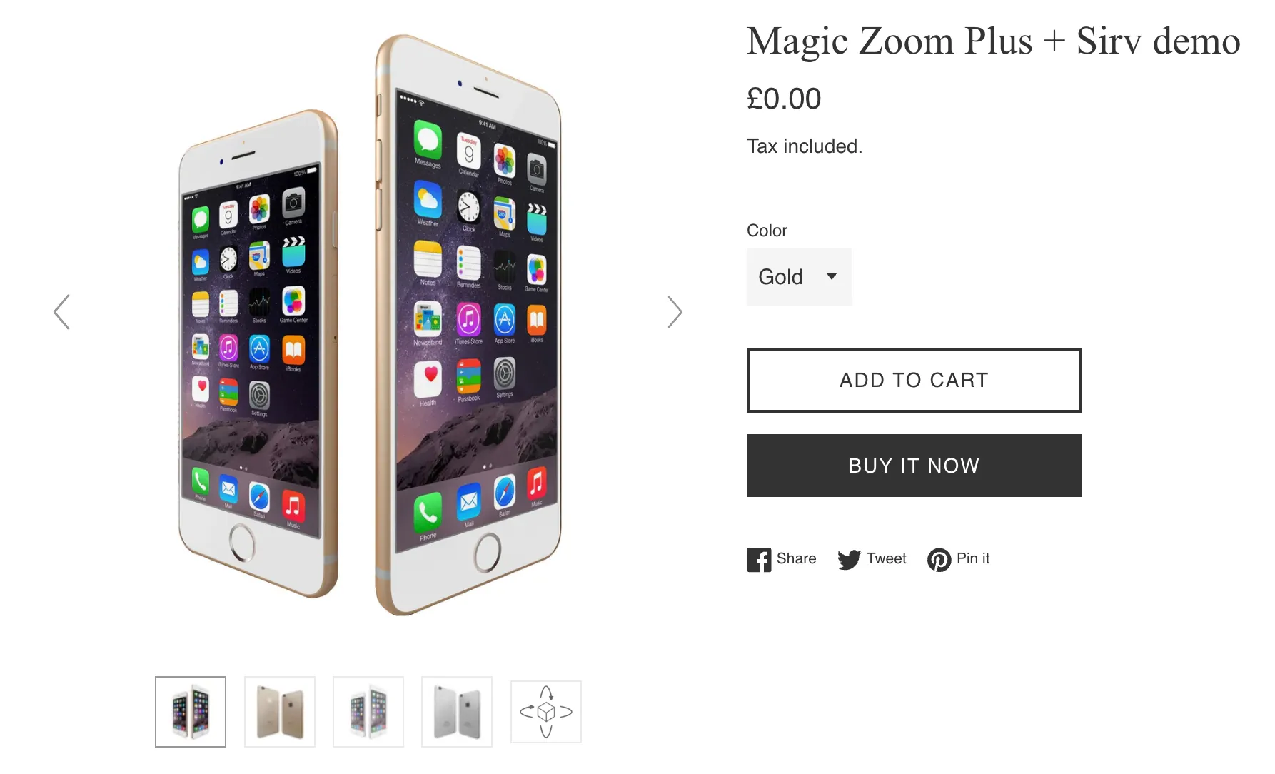 Magic Zoom Plus showing hover zoom magnification on a product image