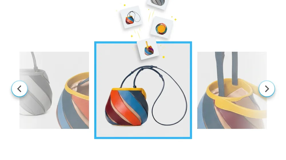 Product image slider revealing neighboring slides alongside the current image