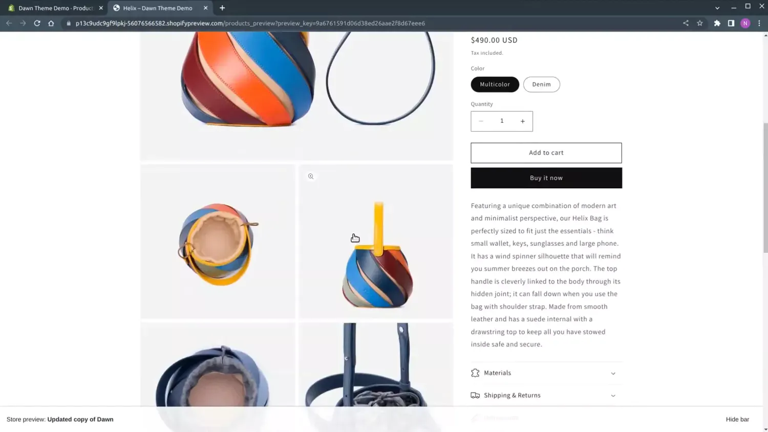 Shopify product setup with images and variants