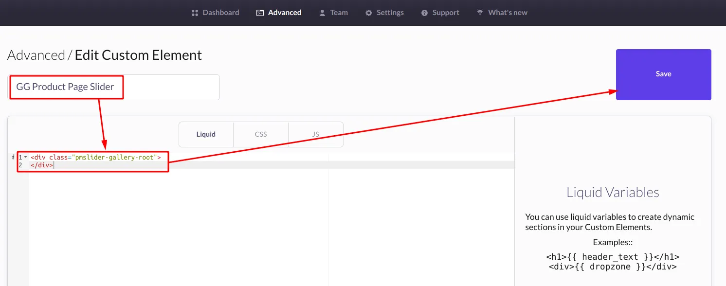Insert Product Page Slider code