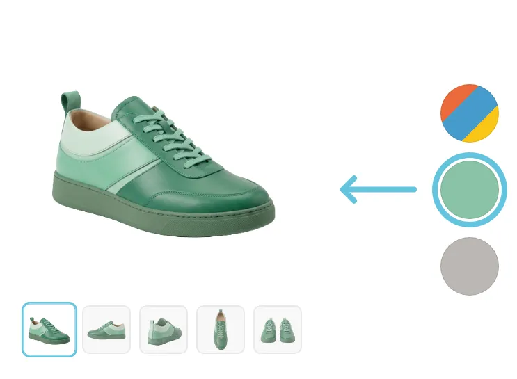 Product gallery filtering to show only images for the selected blue color variant