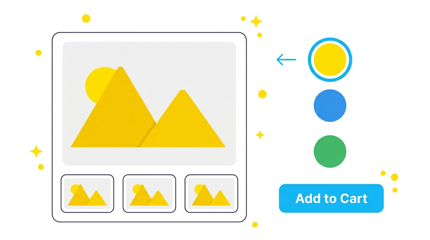 Product gallery filtering to show only images for the selected blue color variant