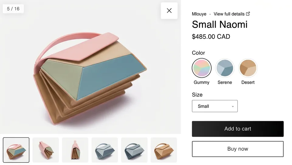 Quick View popup with color swatches, size dropdown, and variant-specific product images