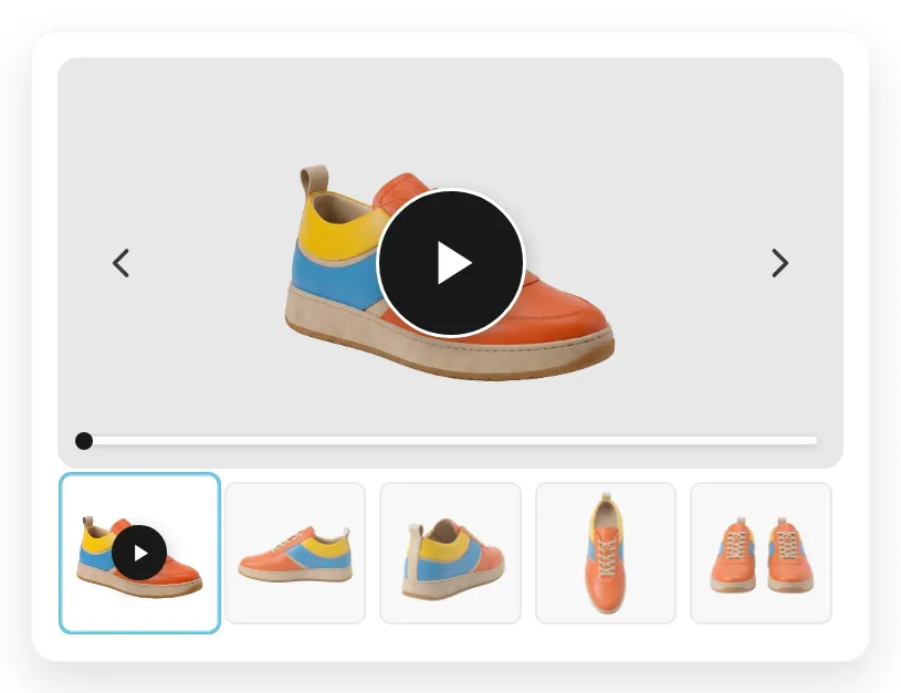 Shopify product page with video as the first gallery slide on page load